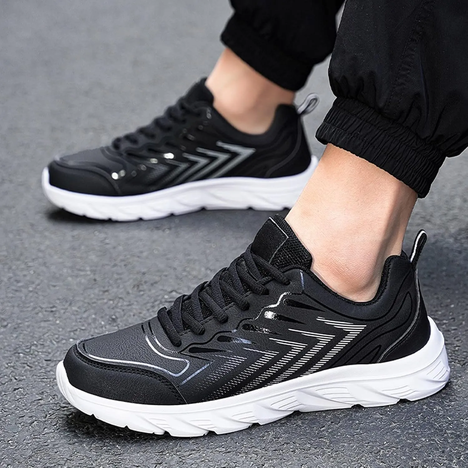 Mens Shoes Casual Leather Laace Up Solid Casual Fashion Simple Running Shoes Mens Sneaker
