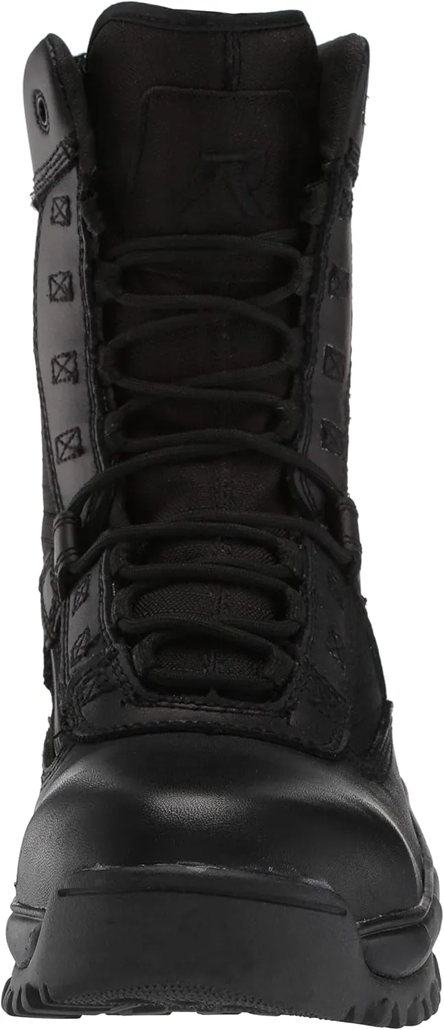 Mens Tactical Steel Toe Work Boots The Ghost 8 with Zipper - Black Leather Oil & Slip Resistant Boots