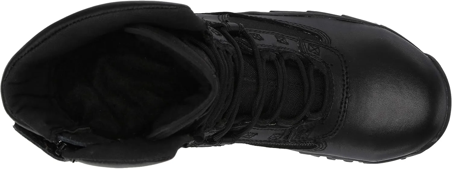 Mens Tactical Steel Toe Work Boots The Ghost 8 with Zipper - Black Leather Oil & Slip Resistant Boots