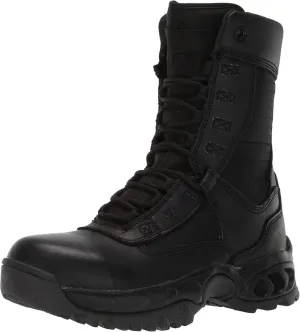 Mens Tactical Steel Toe Work Boots The Ghost 8 with Zipper - Black Leather Oil & Slip Resistant Boots