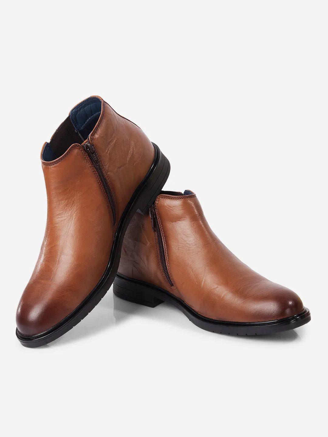 Men's Tan Round Toe Casual Slip On Boots (ID2273)