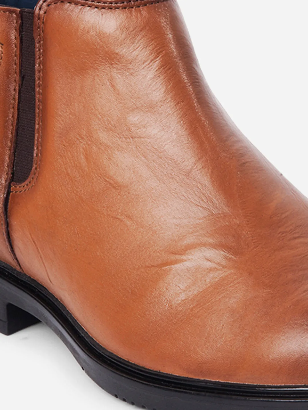 Men's Tan Round Toe Casual Slip On Boots (ID2273)