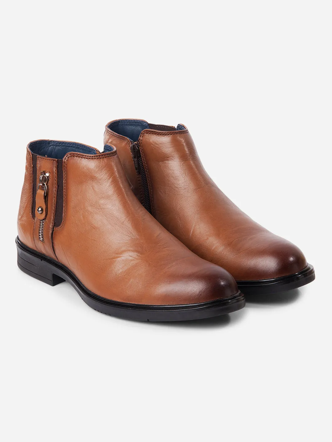 Men's Tan Round Toe Casual Slip On Boots (ID2273)