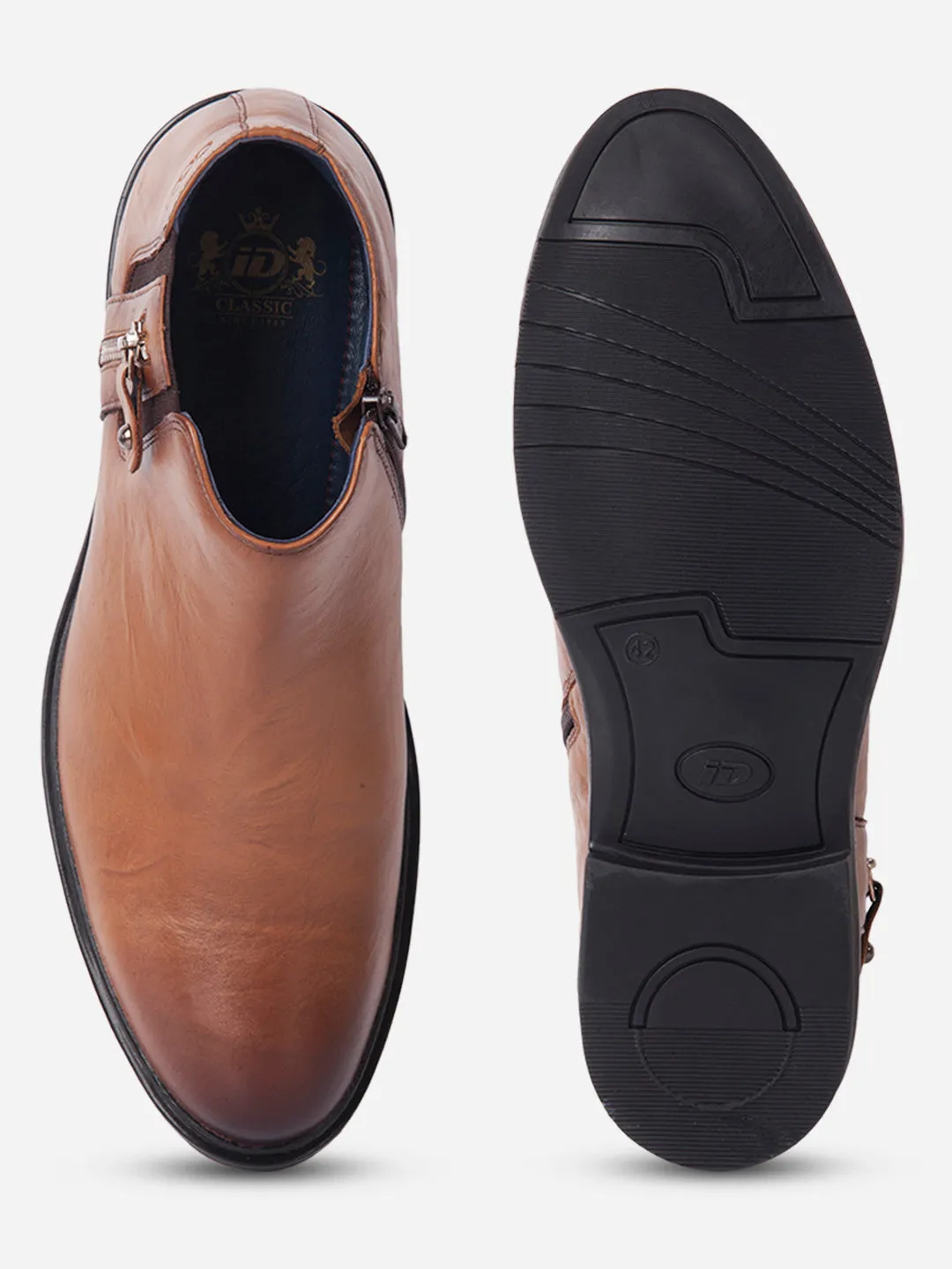 Men's Tan Round Toe Casual Slip On Boots (ID2273)