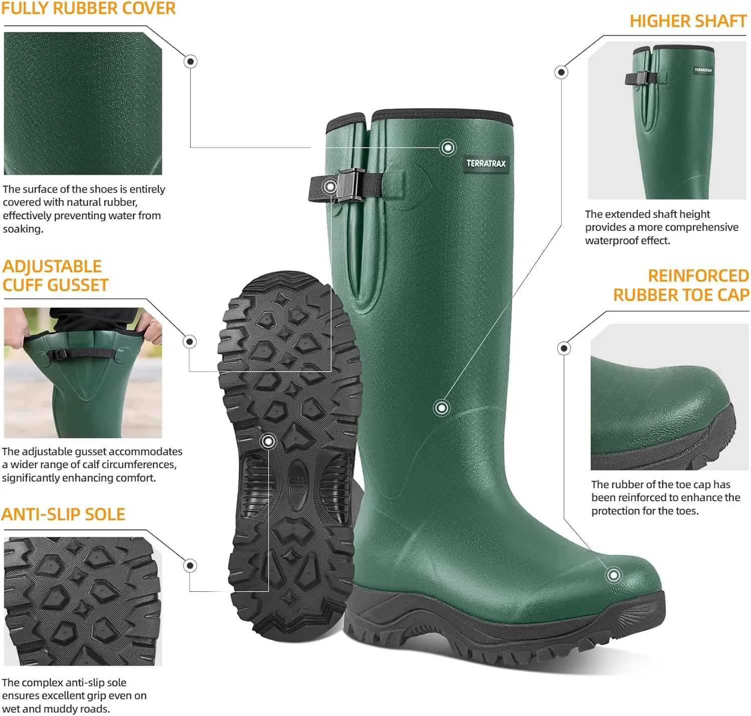 Men??s Wellington Shoes Waterproof Insulated Hunting Rubber Boots ?C Combining durability and elegance. Ideal for various occasions. Step out in confidence All season