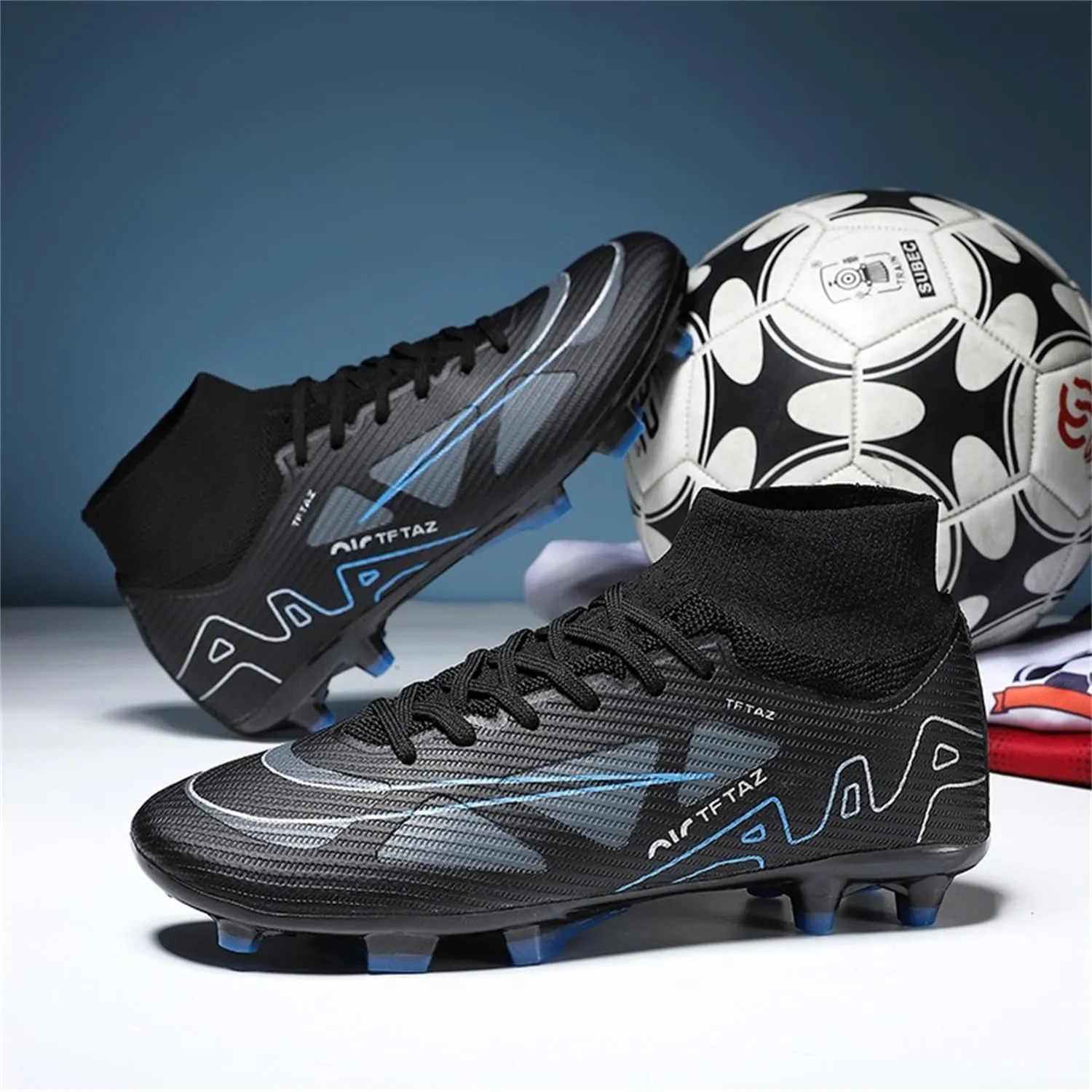 Mens Womens Soccer Cleats Football Boots High Ankle Turf Soccer Shoes Indoor Football Cleats AGFG Training Sneakers Wide