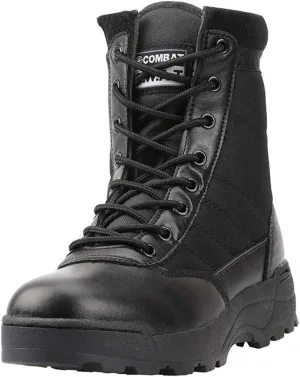 Military Leather Boots for Men, Outdoor Tactical Boots, Non-Slip Wearable Hiking Shoes, Comfortable Breathable