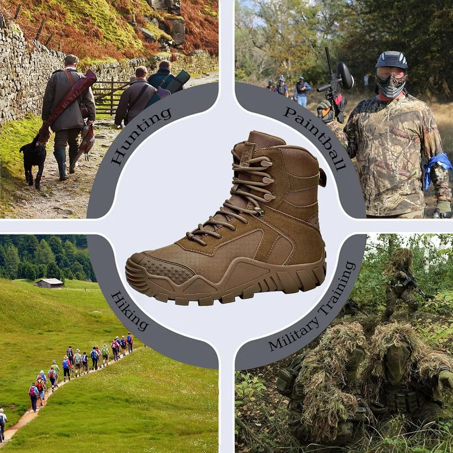 Military Tactical Boots for Men | Waterproof, Slip-Resistant, Breathable Combat Boots for Hiking, Trekking, & Work
