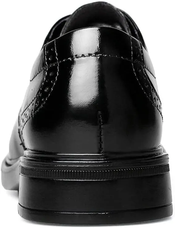 New Oxford Shoes for Men Lace Up Burnished Toe Brogue Embossed Wing tip Derby Shoes Rubber Sole Block Heel Anti-Slip Non Slip Low Top Business