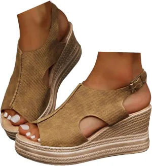 Orthopedic Sandals for Women Dressy Summer Wedge Sandals Espadrilles Heels Platform Sandals Slip On Strappy Sandals