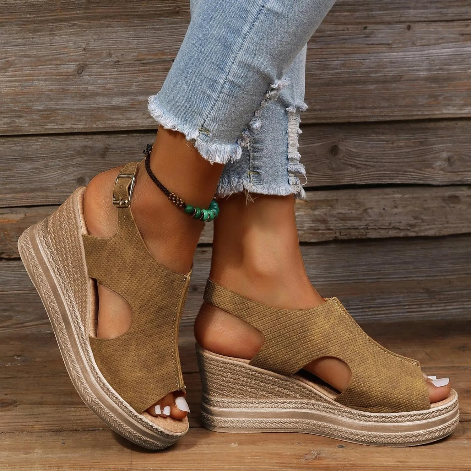 Orthopedic Sandals for Women Dressy Summer Wedge Sandals Espadrilles Heels Platform Sandals Slip On Strappy Sandals