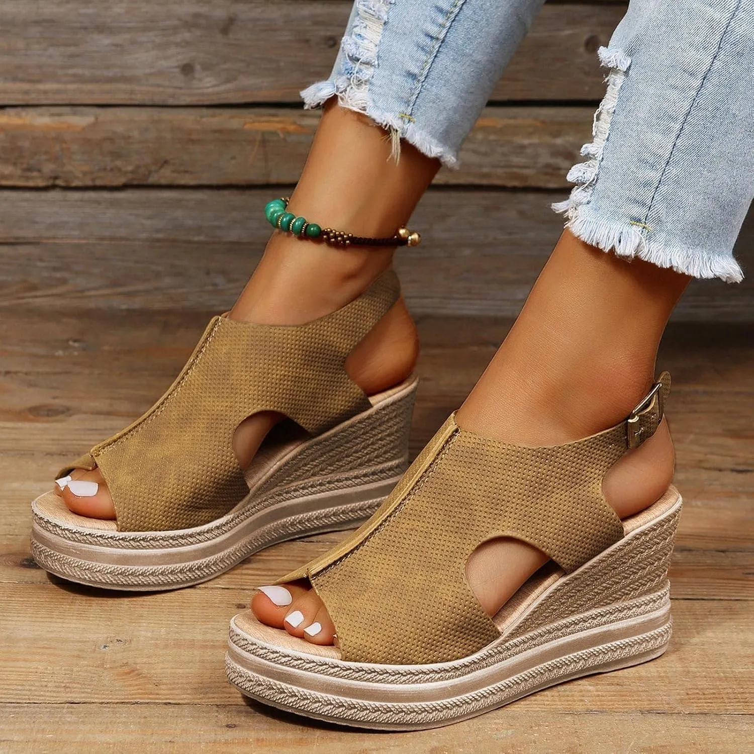 Orthopedic Sandals for Women Dressy Summer Wedge Sandals Espadrilles Heels Platform Sandals Slip On Strappy Sandals