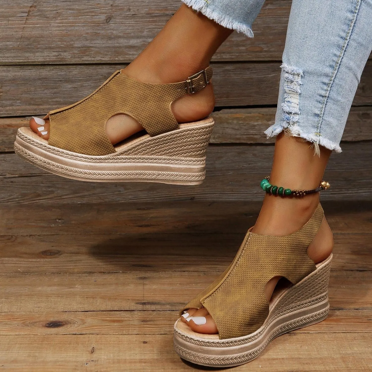 Orthopedic Sandals for Women Dressy Summer Wedge Sandals Espadrilles Heels Platform Sandals Slip On Strappy Sandals
