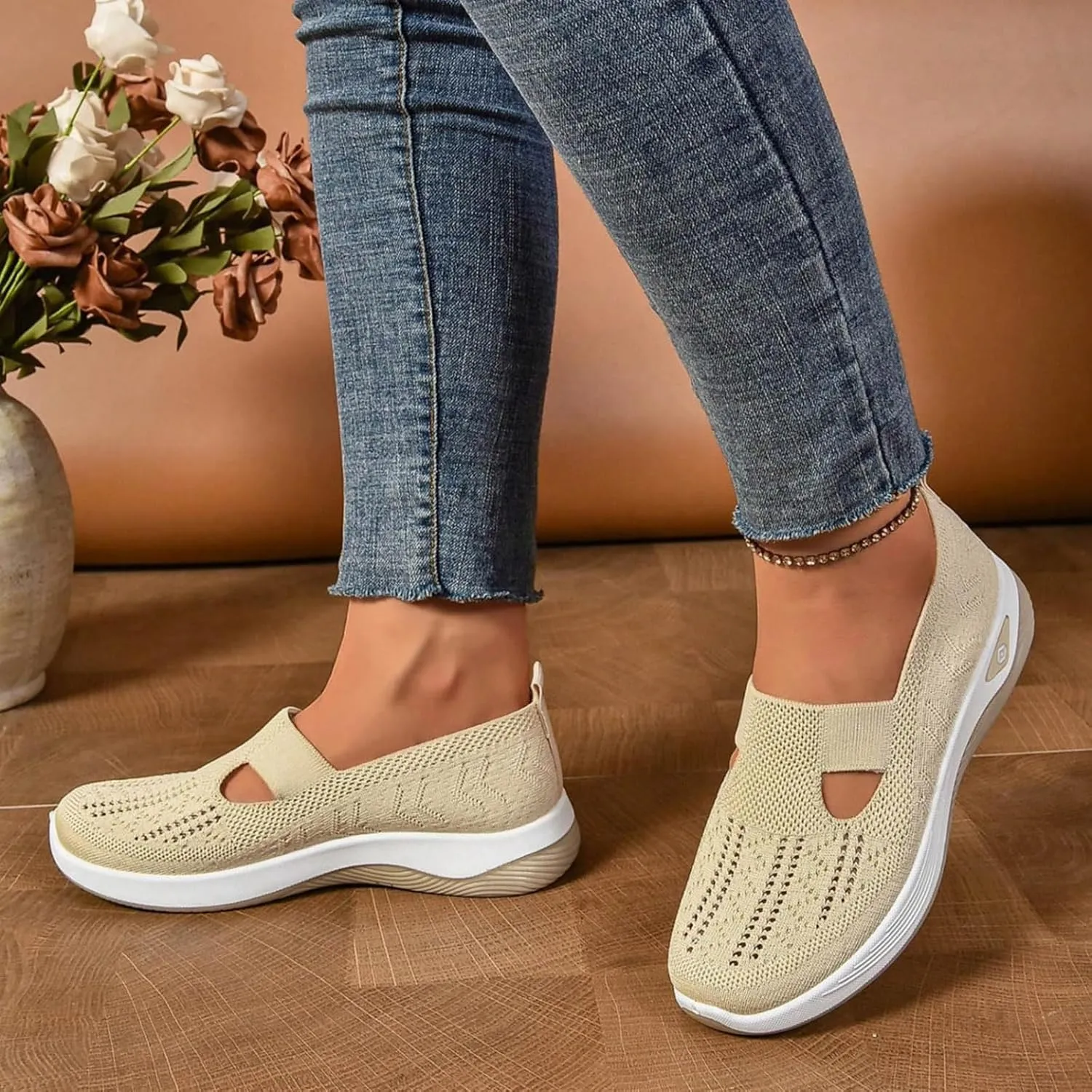 Orthopedic Walking Shoes for Women 2025,Womens Wide Width Breathable Comfortable Slip on Sneakers Non Slip Lightweight Sneakers