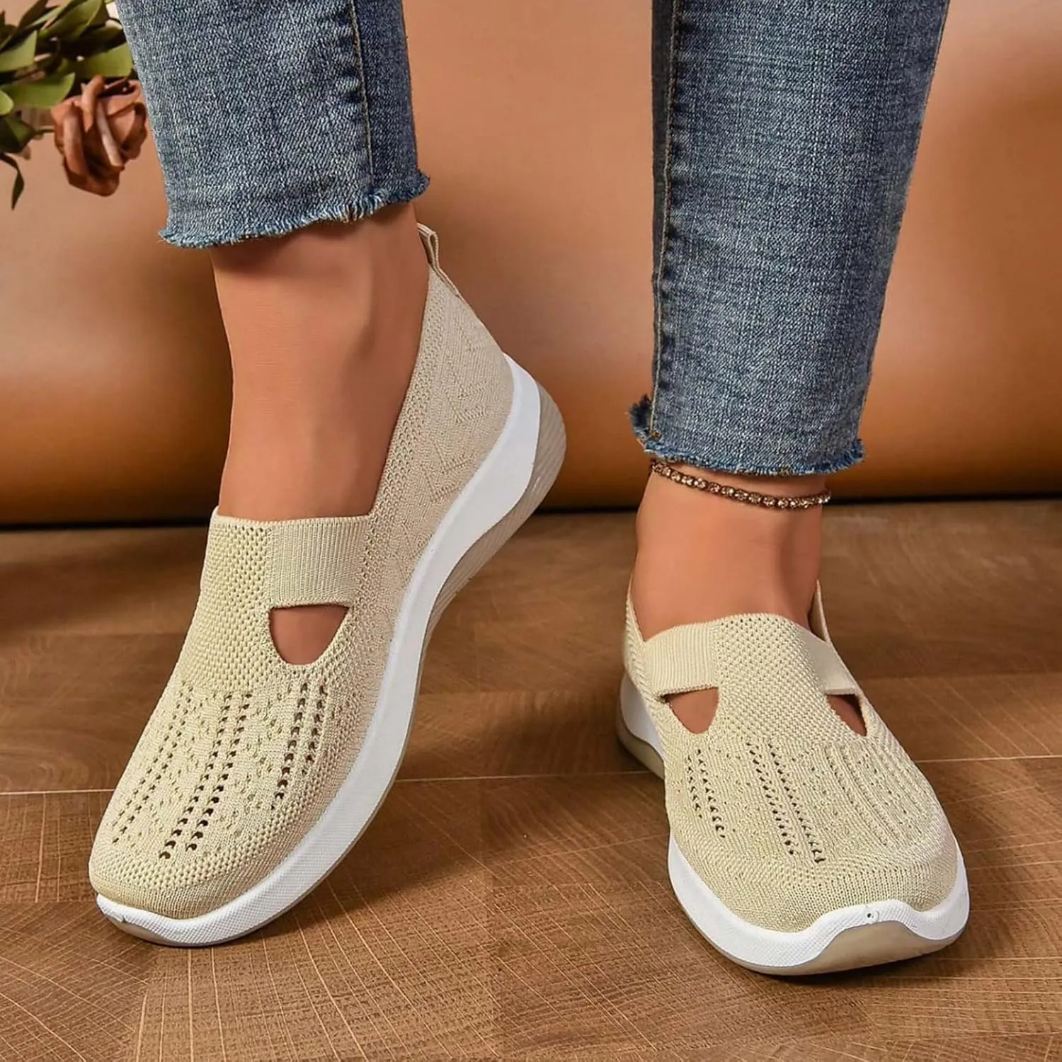 Orthopedic Walking Shoes for Women 2025,Womens Wide Width Breathable Comfortable Slip on Sneakers Non Slip Lightweight Sneakers