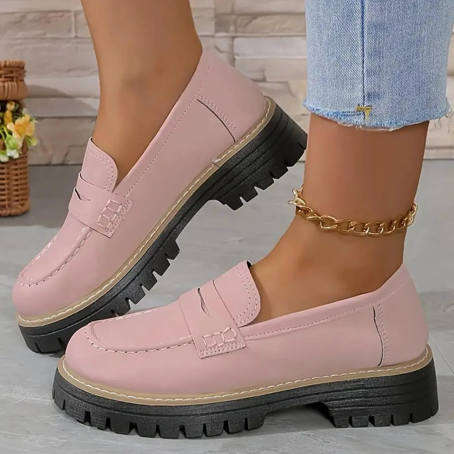 Orthoture-Orthopedic Platform Loafers Women's Slip on Penny Shoes Comfy Suede Platform Chunky Moccasin Shoes