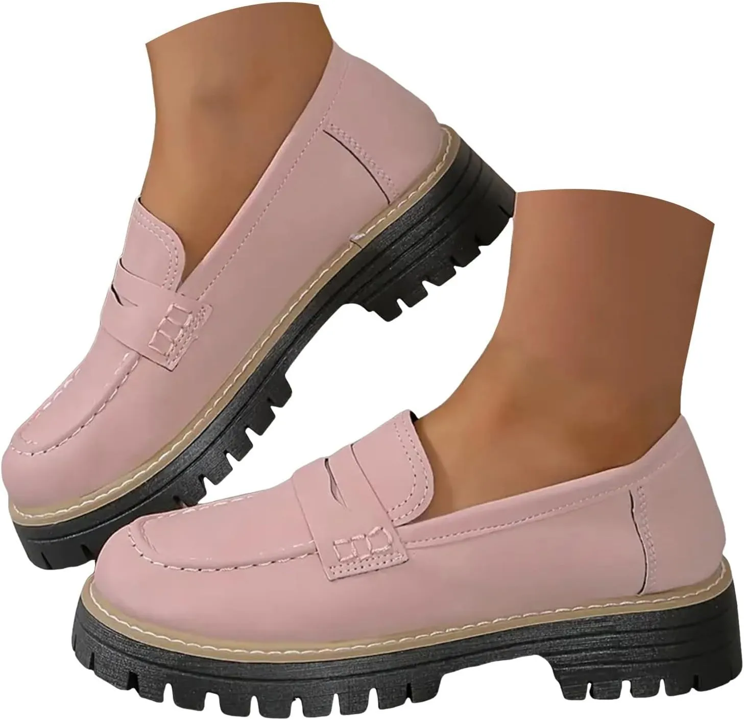 Orthoture-Orthopedic Platform Loafers Women's Slip on Penny Shoes Comfy Suede Platform Chunky Moccasin Shoes