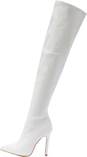 Over the Knee Boots for Women Stilettos Fashion Leather Pointed Toe Side Zipper Thin High Heel Long Boots Solid Casual Comfy Ladies Shoes