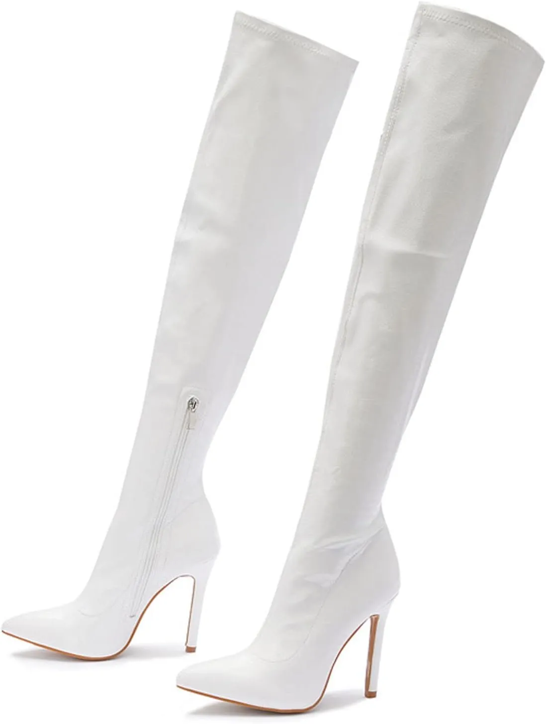 Over the Knee Boots for Women Stilettos Fashion Leather Pointed Toe Side Zipper Thin High Heel Long Boots Solid Casual Comfy Ladies Shoes