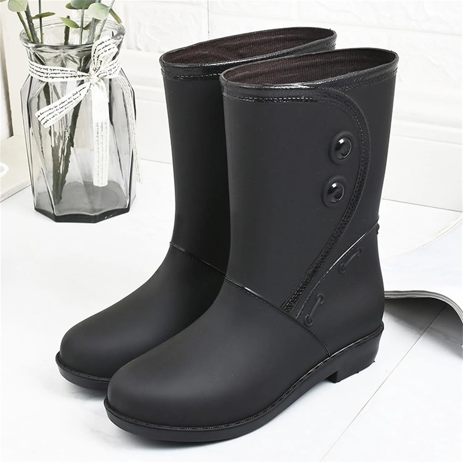 Rain Boots Women Waterproof Winter Rubber Rain Boots for Women Mid Calf Lightweight Garden Shoes