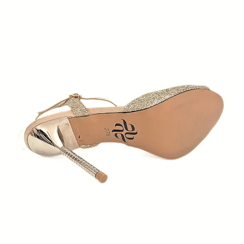 Rosie - Gold Glitter Decorated Bridal & Latin Dance Shoes (Street Sole)