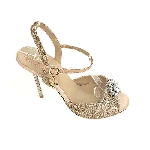 Rosie - Gold Glitter Decorated Bridal & Latin Dance Shoes (Street Sole)
