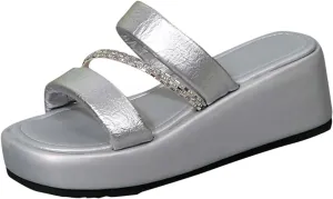 Sandals for Women 2025 Platform Slip On Wedges With Arch Support Open Toe Strappy Casual Summer Slides Shoes Slippers