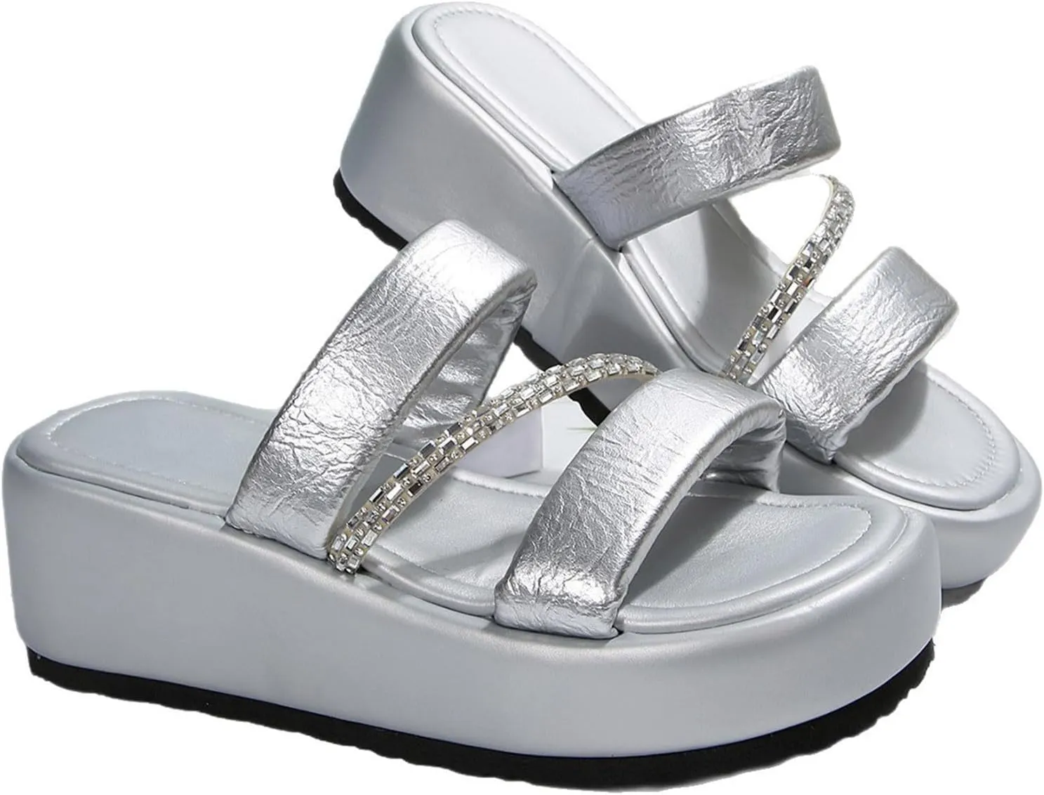 Sandals for Women 2025 Platform Slip On Wedges With Arch Support Open Toe Strappy Casual Summer Slides Shoes Slippers