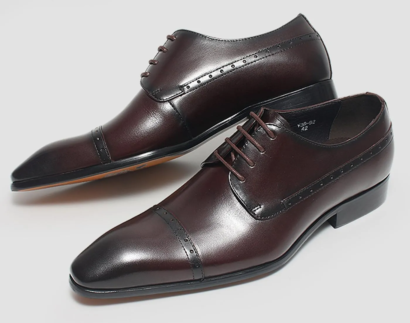 Santimon Men??s Leather Cap Toe Oxfords Dress Shoes ?C Lace-Up Brogue Formal Derby Shoes with Cushioned Insole & Slip-Resistant Sole for Business, Office & Wedding