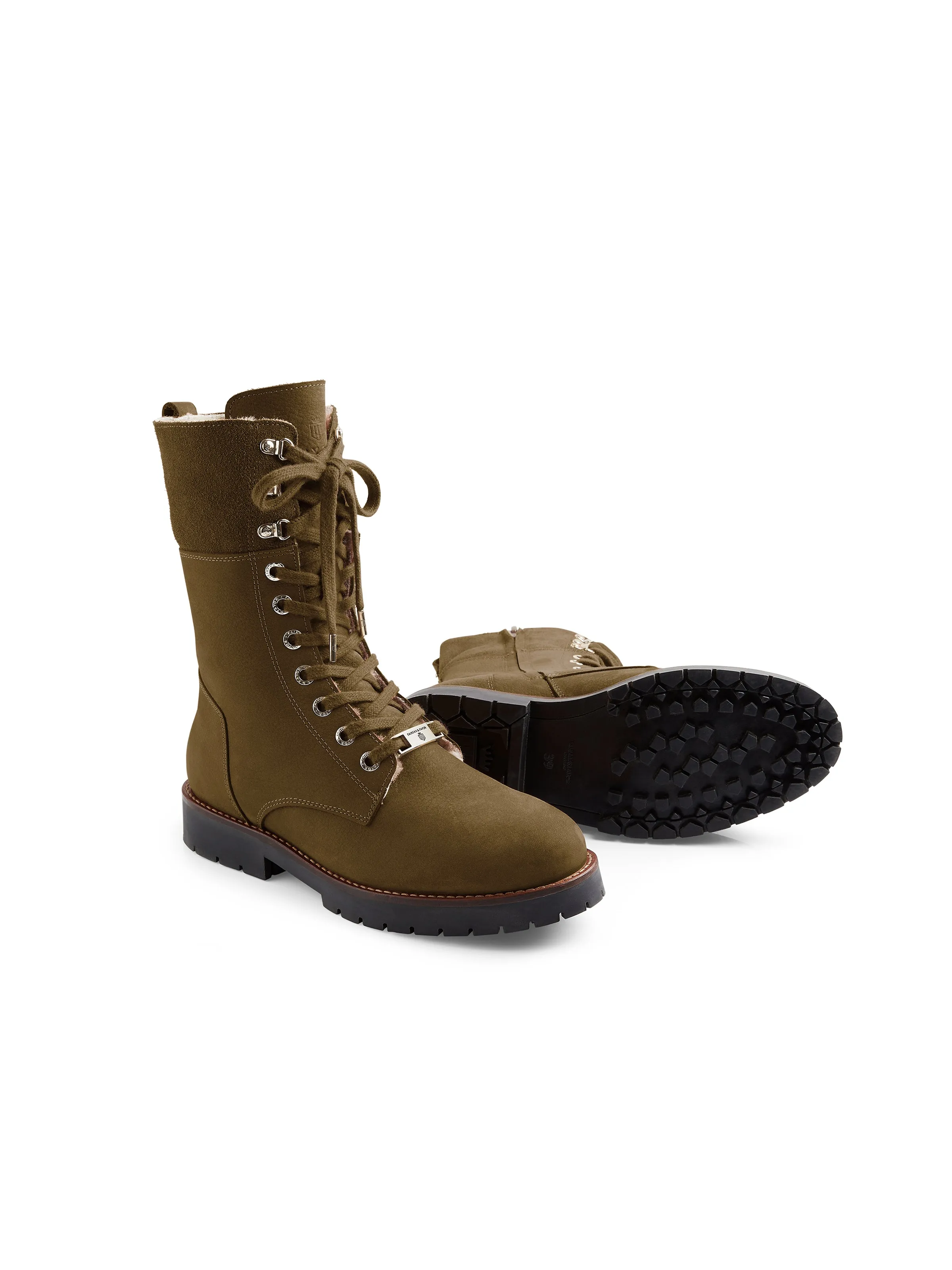 Shearling Lined Anglesey - Olive Nubuck