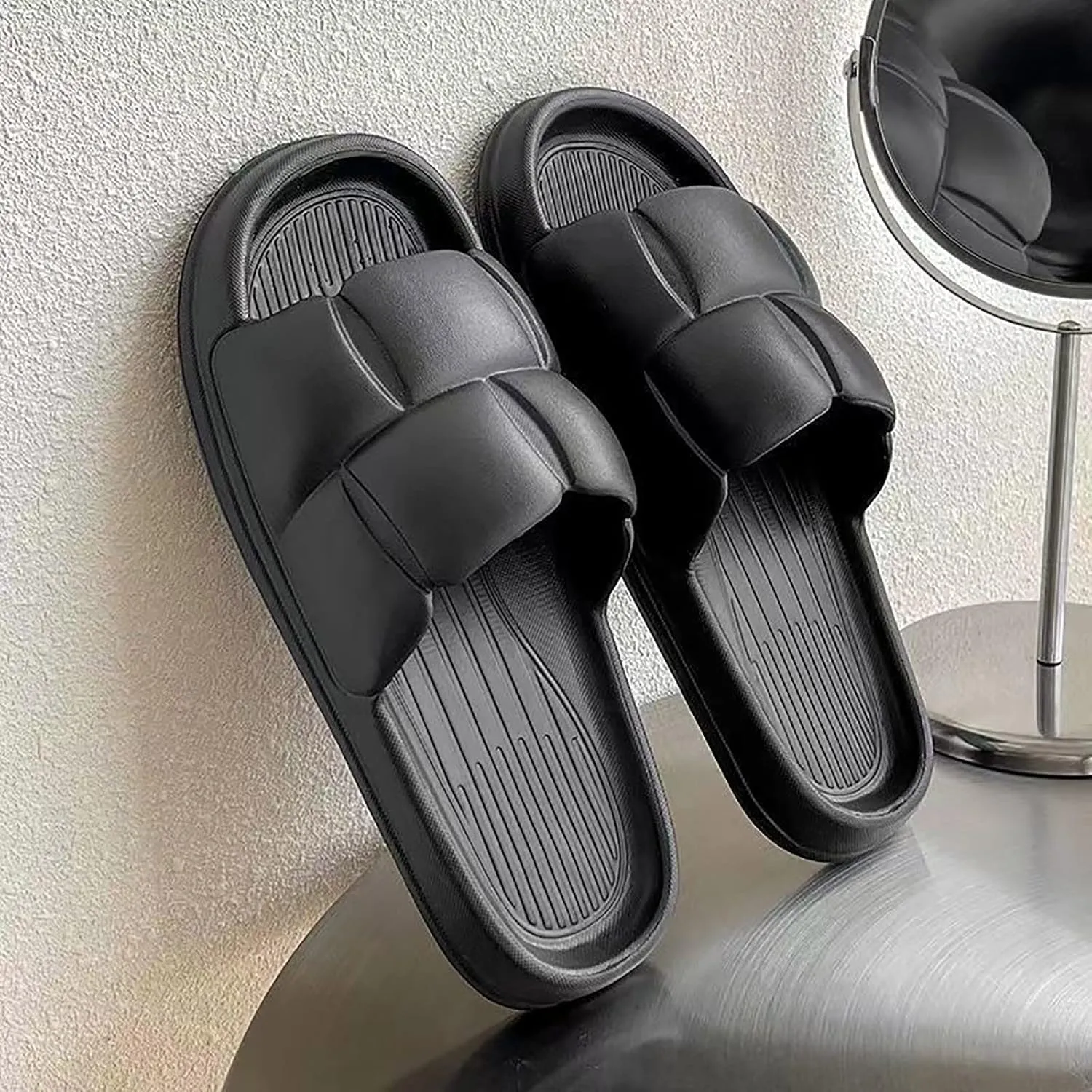 Slides for Men Polo Slides Lightweight Beach Sandals Soft Sole Open Toe Shower Shoes with Drainage Holes House Slippers Slippers and Bath Slipper Indoor House Pool College Dorm Bath