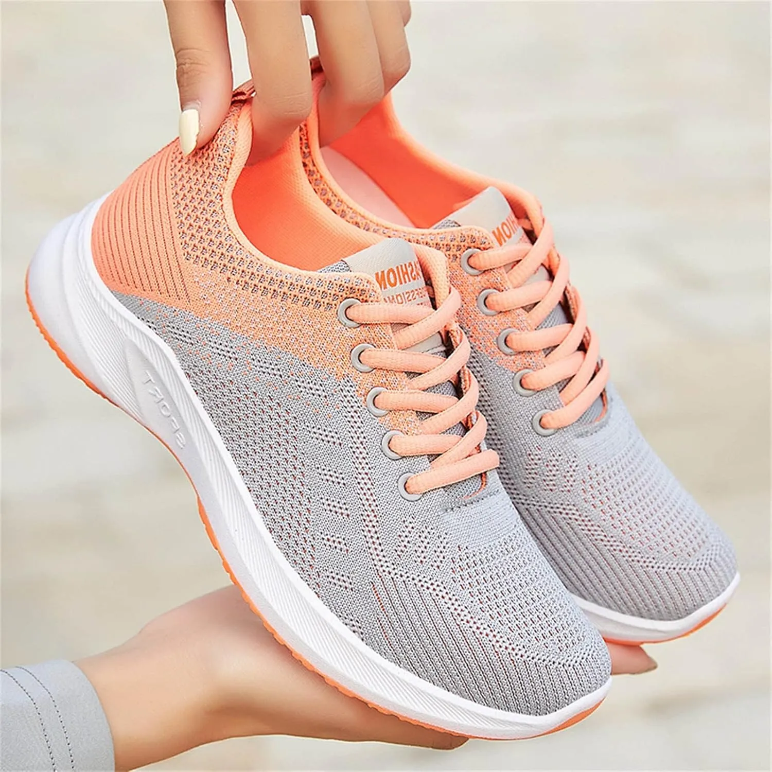 Sneakers for Women Running Shoes Fashion Walking Lace Up Walking Shoes Women Mesh Breathable Business Casual Shoes Platform Sneakers Brown Tennis Shoe Cross Trainer Shoe