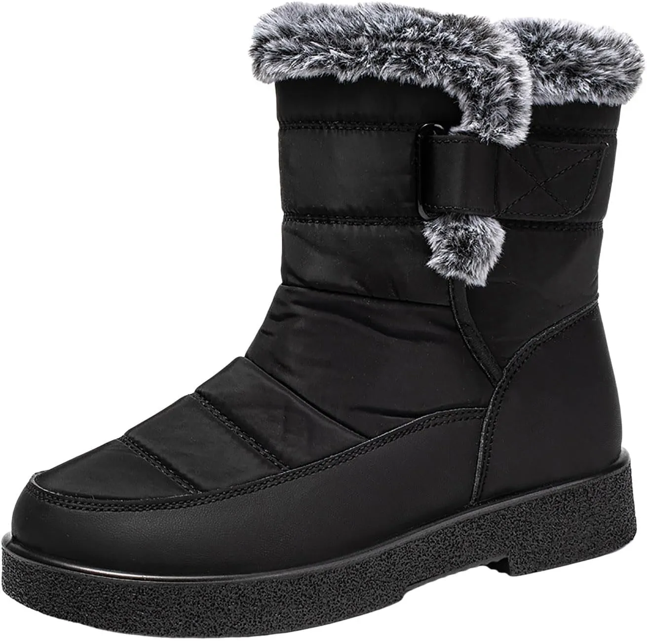 Snow Boots for Women Warm Fur Lined Ankle Boots Winter Comfy Flat Heel Booties Outdoor Waterproof Short Shoes
