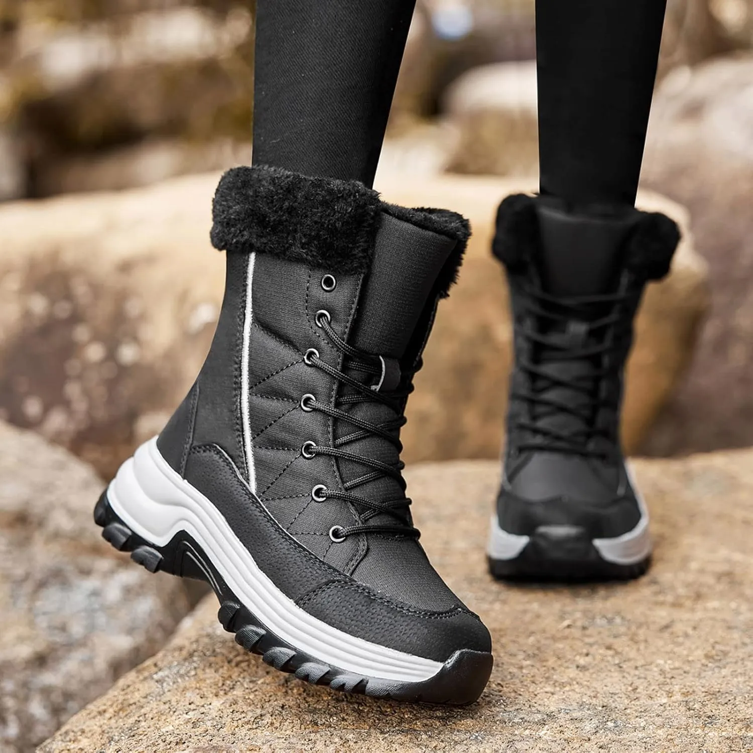 Snow Boots for Women Wide Botas Para El Fro De Mujer Faux Fur Boots Winter Boots for Women Brown Winter Boots for Women Leather Deals of The Day