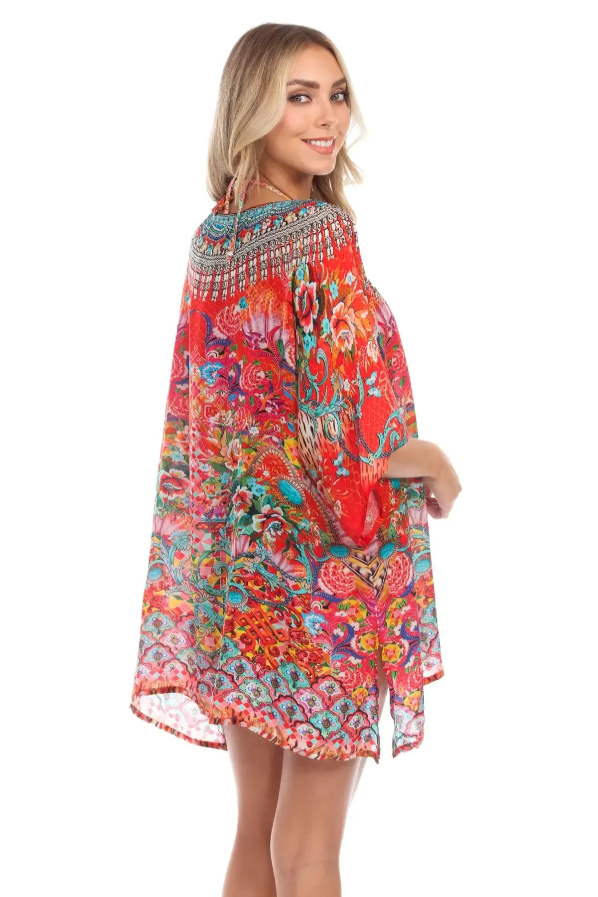 Soul of Summer Mixi Short Kaftan Dresses in Viscose Silk