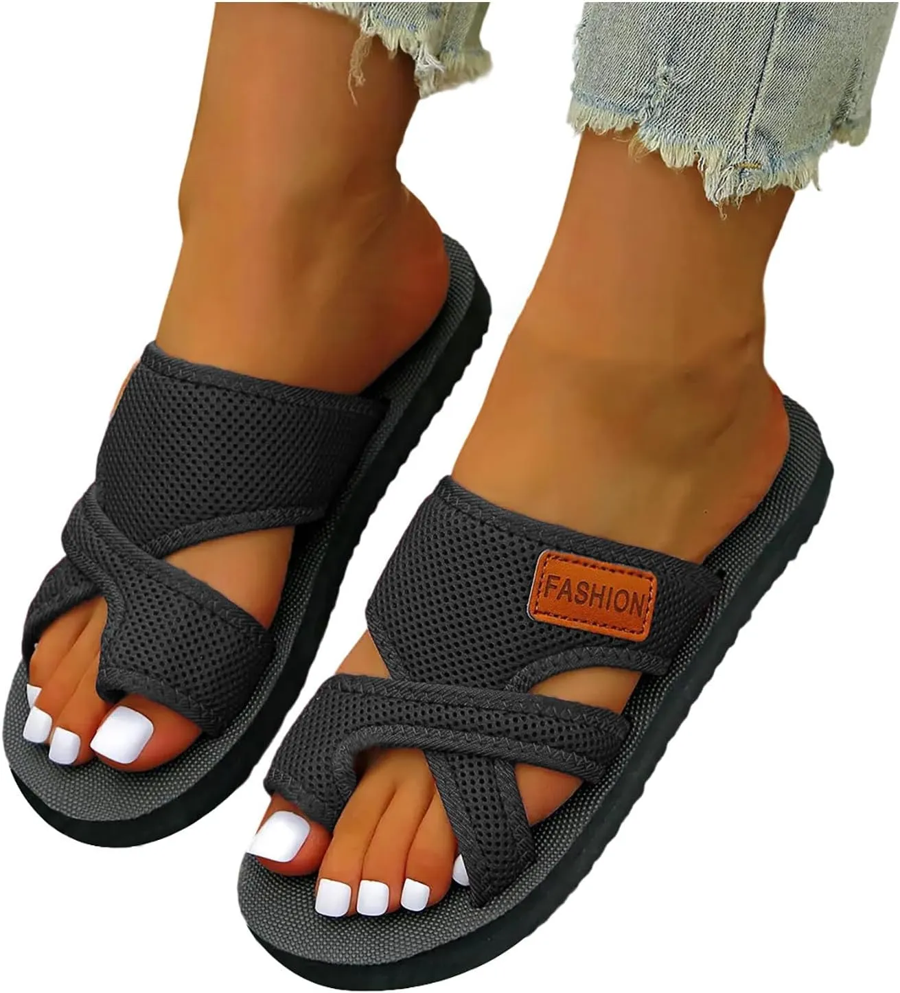 Sport Flip Flops Women, Comfy Orthopedic Sandals for Women Breathable Mesh Thong Slide Sandal Yoga Mat for Walking