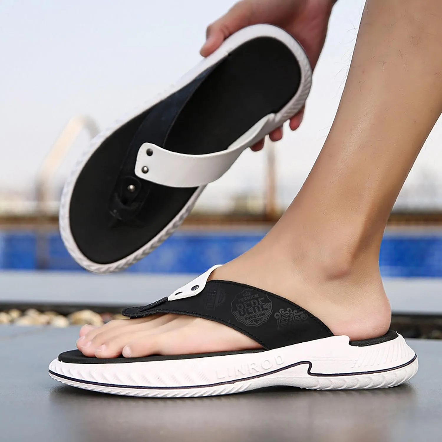 Summer Beach Shoes Foreign Trade Flip Flops For Men Beach Slippers For Men Summer Non Slip External Wearing With Toe