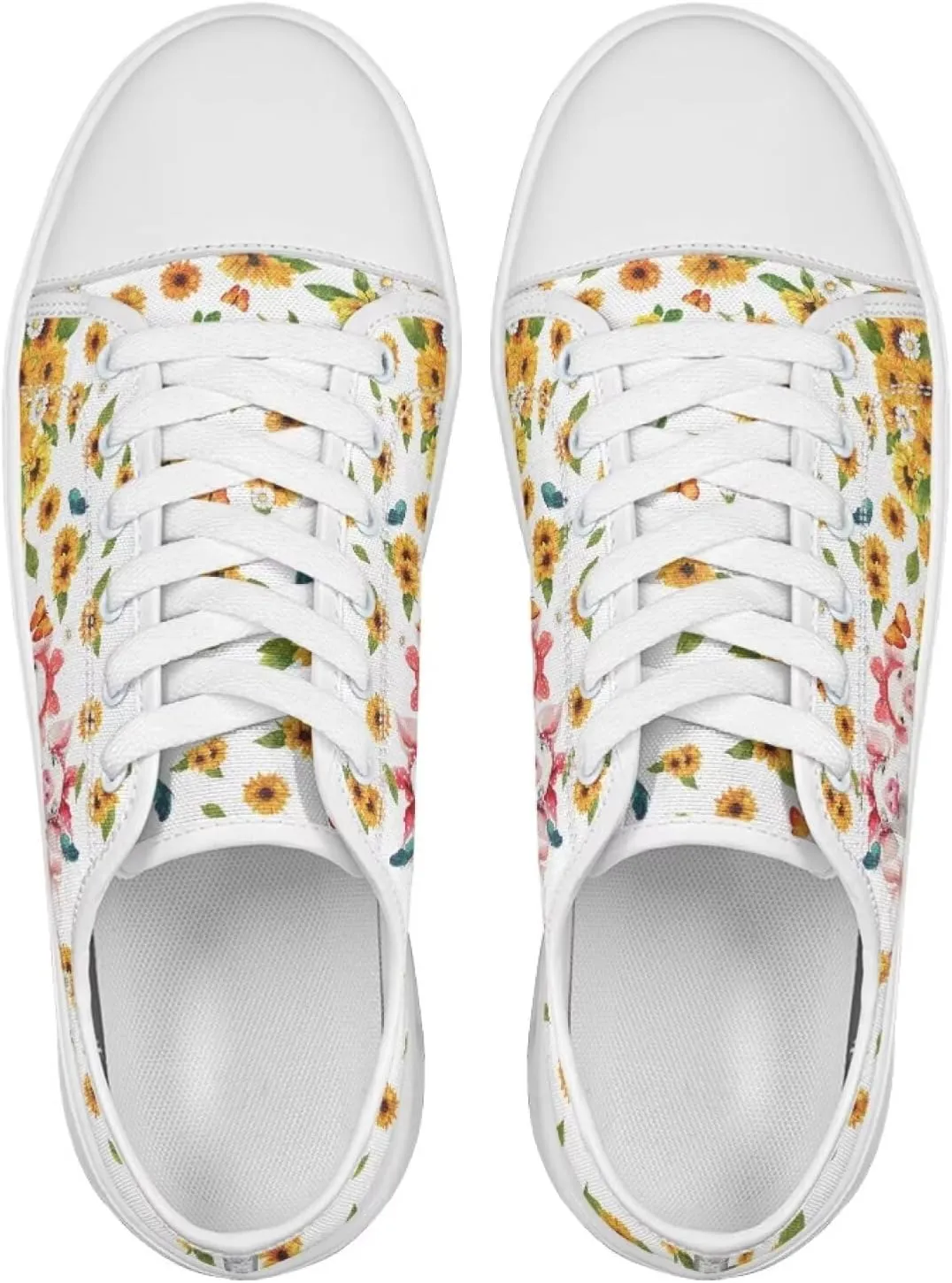 Sunflower Animal Print Women Casual Canvas Slip-On Sneaker Classic Low Top Shoes Lace-Up Platform Tennis Shoes