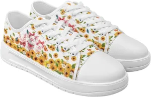 Sunflower Animal Print Women Casual Canvas Slip-On Sneaker Classic Low Top Shoes Lace-Up Platform Tennis Shoes
