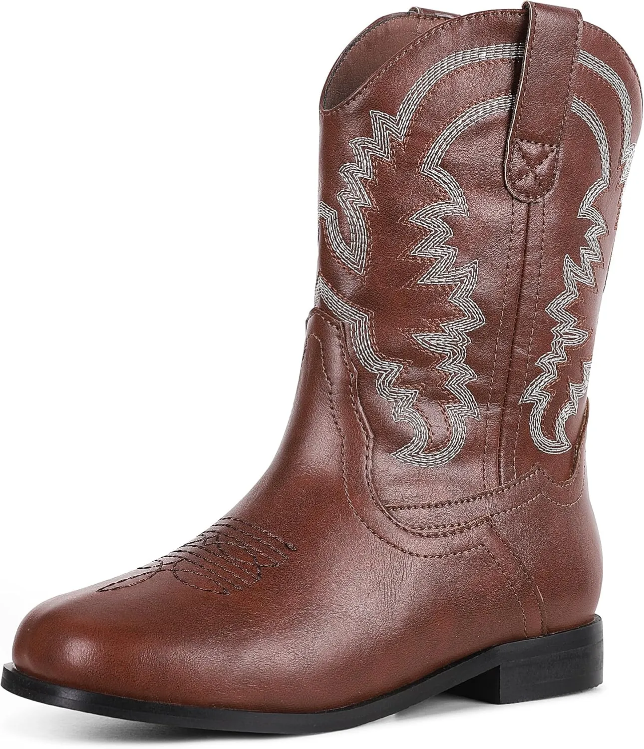 Synchoiss Cowgirl Boots for Girls Square Toe Kids Cowboy Boots Classic Embroidery Western Boots Toddler Boys Girls Ankle Riding Shoes Little Kid Big Kid