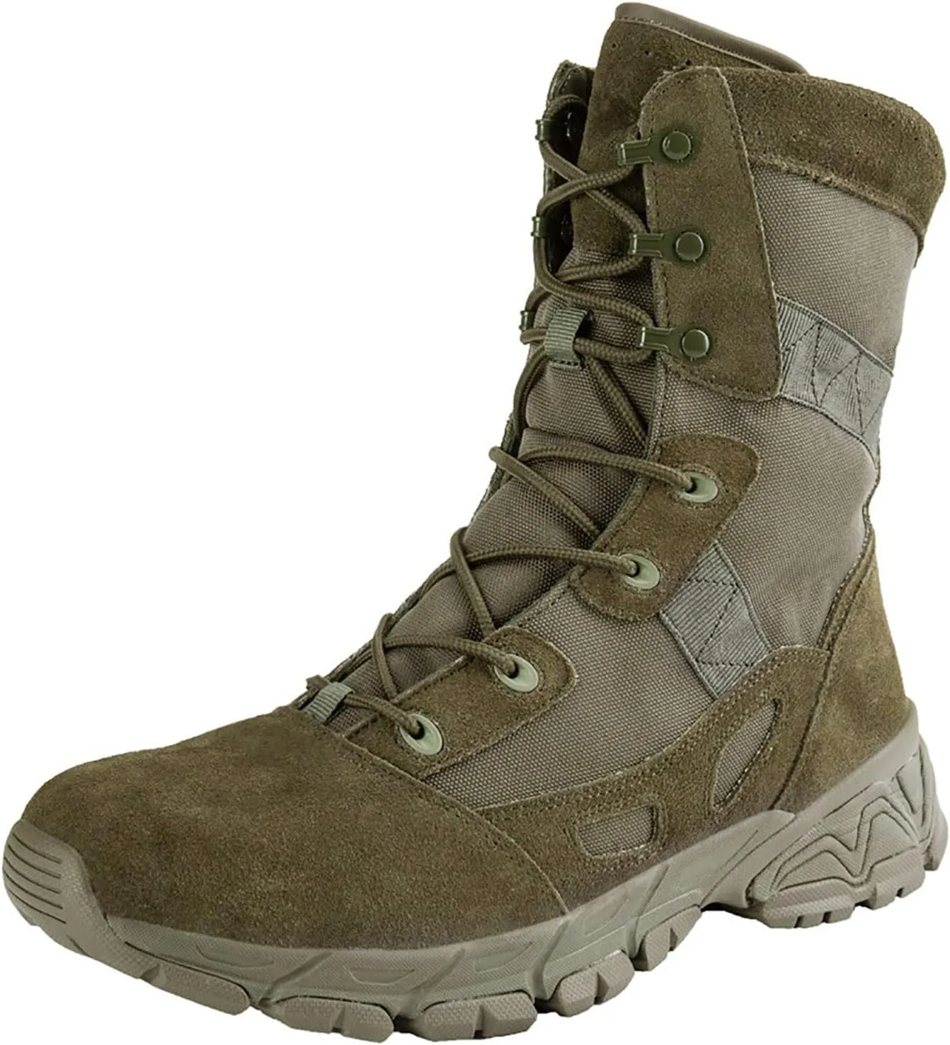 Tactical Military Boots for Men, Breathable Non-slip Wear-resistant Rubber Sole High-top Desert Combat Shoes, for Comfortable Side Zipper Hiking Shoes