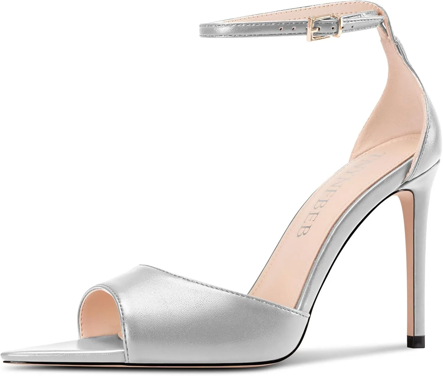 TNYNFBEB Womens Stiletto High Heel Open Toe Sandals Ankle Strap Buckle Prom Party Dress Cute Summer 3.9 Inches Heels