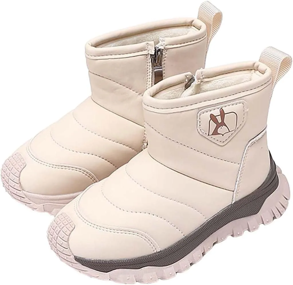 Toddler Cotton Soft Snow Booties Side Zipper aterproof Warm Shoes Baby Boys Infant Boots Sole Non Slip Ski Warm Comfy