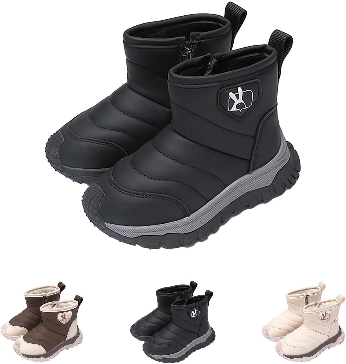 Toddler Cotton Soft Snow Booties Side Zipper aterproof Warm Shoes Baby Boys Infant Boots Sole Non Slip Ski Warm Comfy