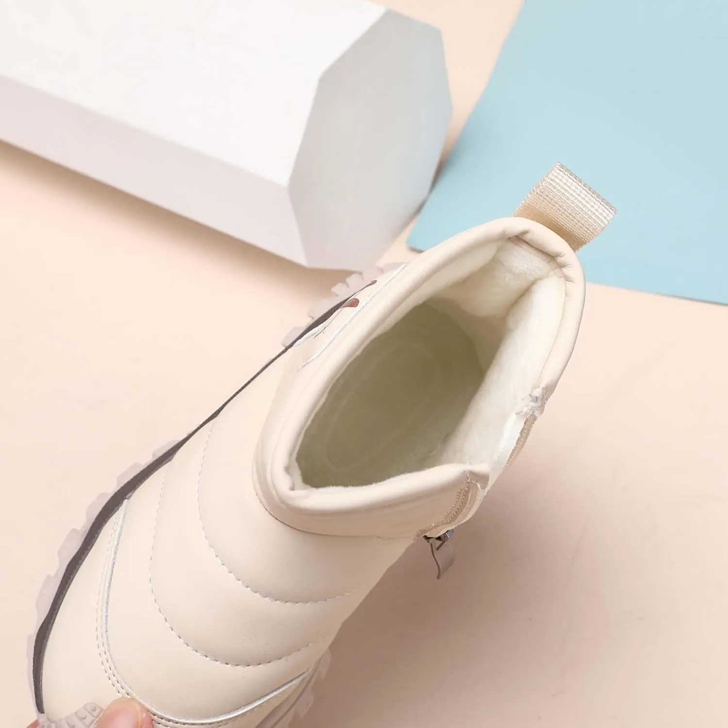 Toddler Cotton Soft Snow Booties Side Zipper aterproof Warm Shoes Baby Boys Infant Boots Sole Non Slip Ski Warm Comfy