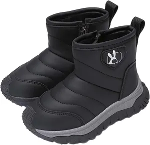 Toddler Cotton Soft Snow Booties Side Zipper aterproof Warm Shoes Baby Boys Infant Boots Sole Non Slip Ski Warm Comfy