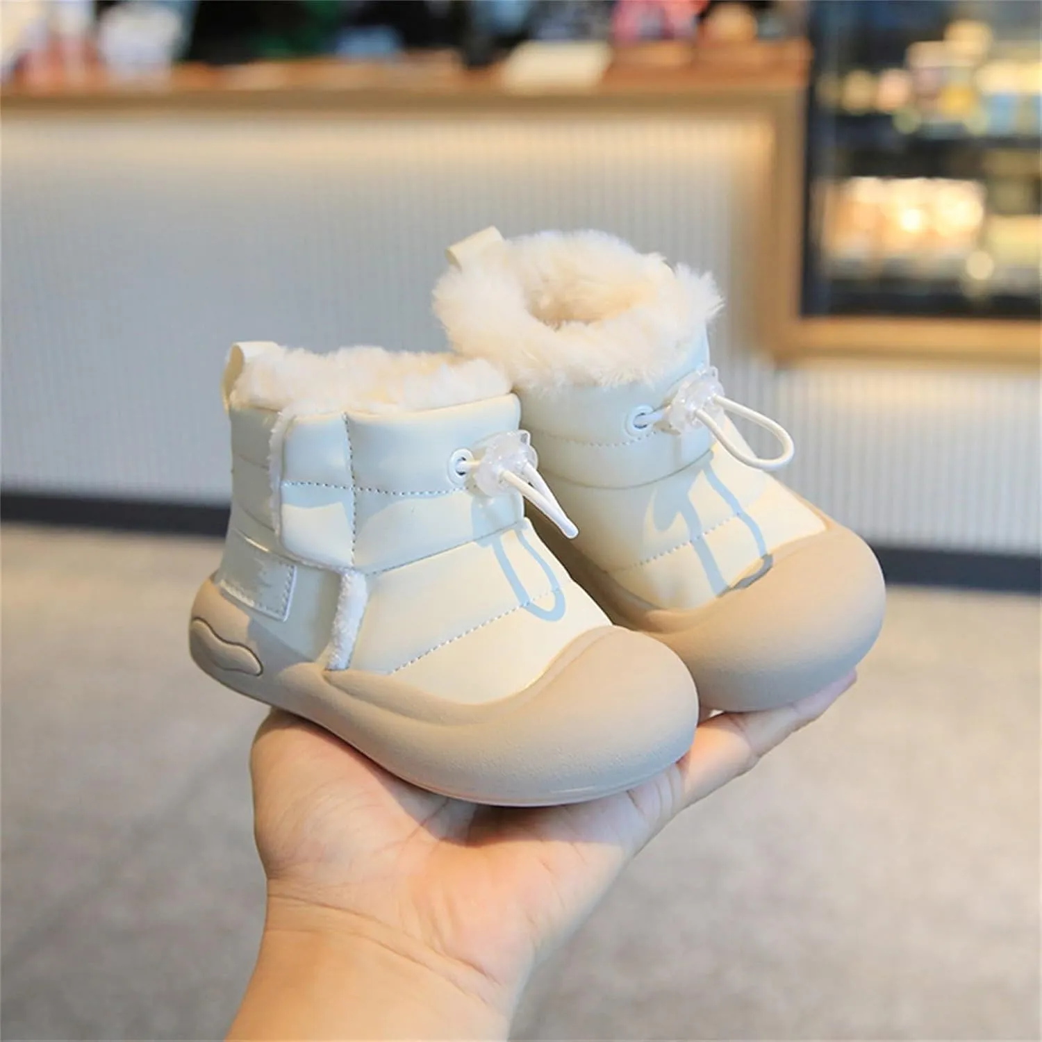 Toddler Girls Boys Plush Cotton Snow Shoes Unisex Faux F??r Lined Water Proof Non Slip Warm Cozy Hiking Ski Shoes