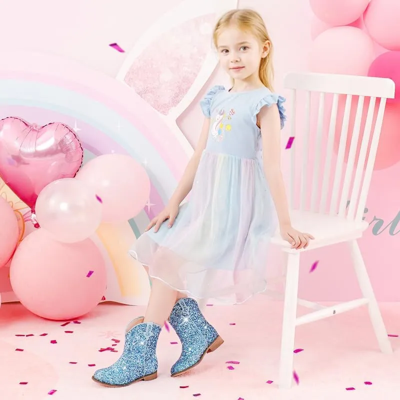 Toddler Girls Cowgirl Boots Western Glitter Cowboy Boot Ankle Boots Little Kids Big Kid Horse Riding Shoes Party Birthday Dress Up