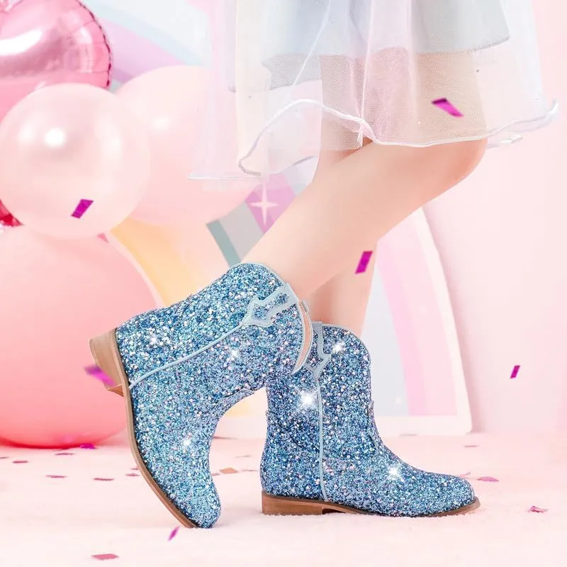 Toddler Girls Cowgirl Boots Western Glitter Cowboy Boot Ankle Boots Little Kids Big Kid Horse Riding Shoes Party Birthday Dress Up