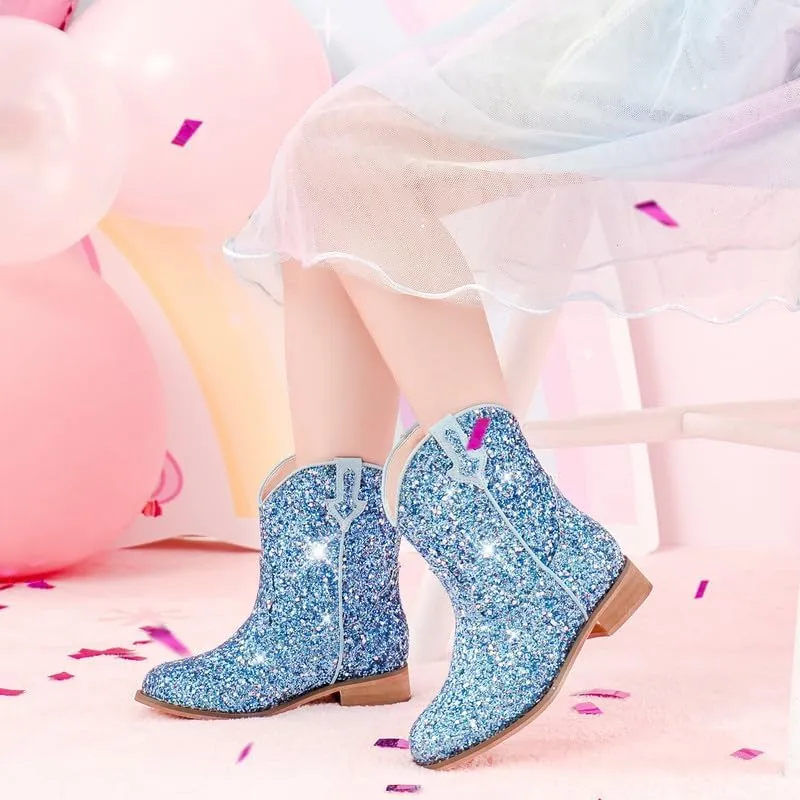 Toddler Girls Cowgirl Boots Western Glitter Cowboy Boot Ankle Boots Little Kids Big Kid Horse Riding Shoes Party Birthday Dress Up